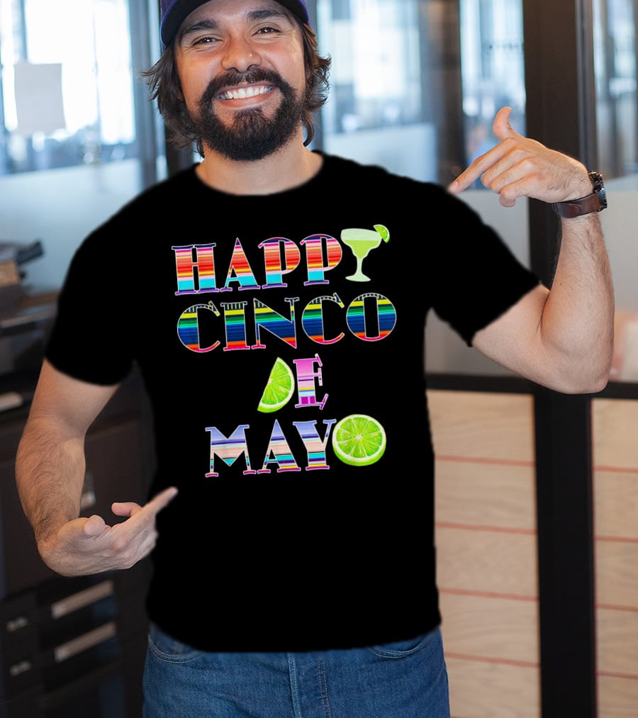 HAPPY CINCO DE MAYO Serape Stripes Margarita Lime T-Shirt