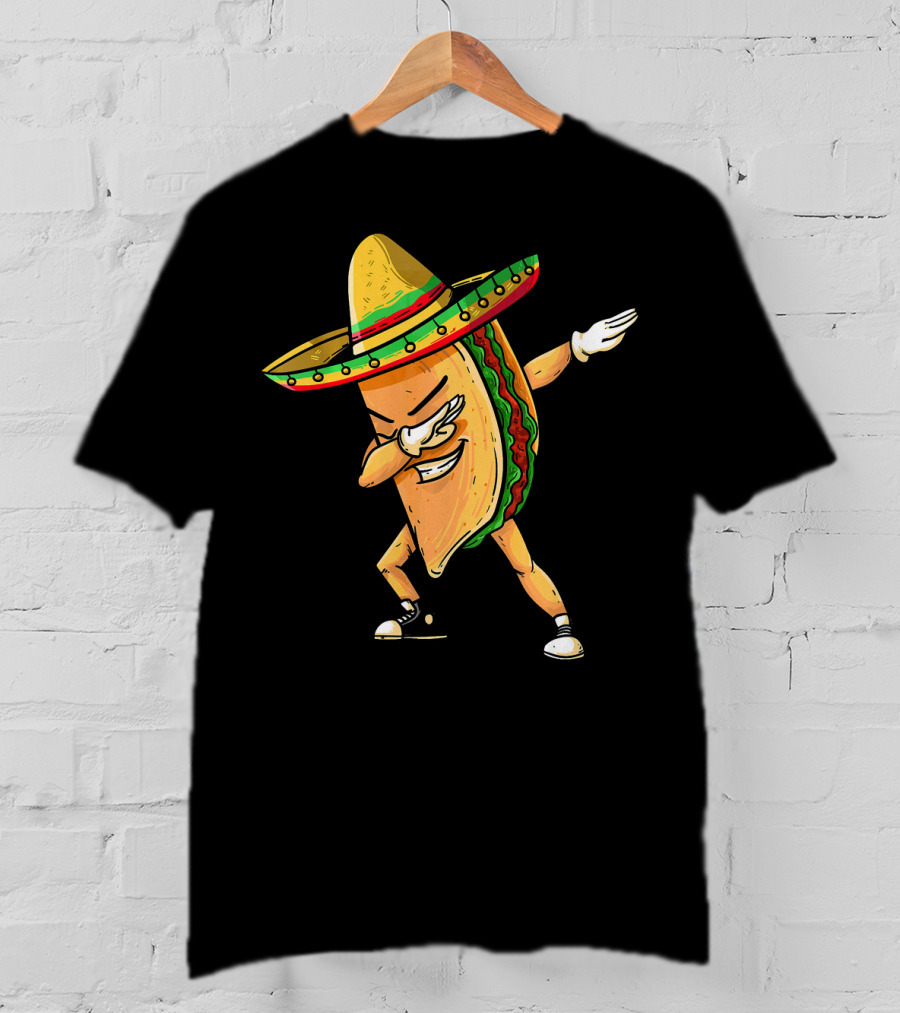 Funny Dabbing Taco Mexican Cinco De Mayo Sombrero Dance T-Shirt
