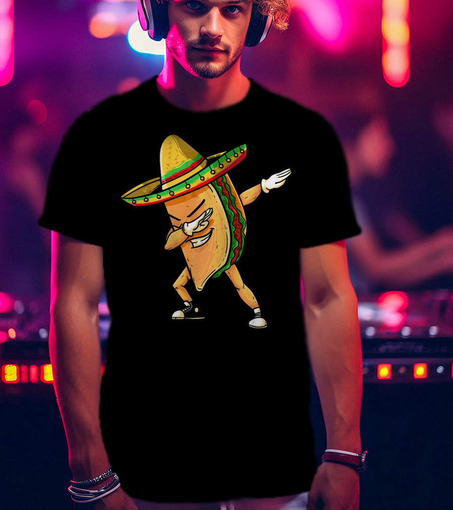 Funny Dabbing Taco Mexican Cinco De Mayo Sombrero Dance T-Shirt