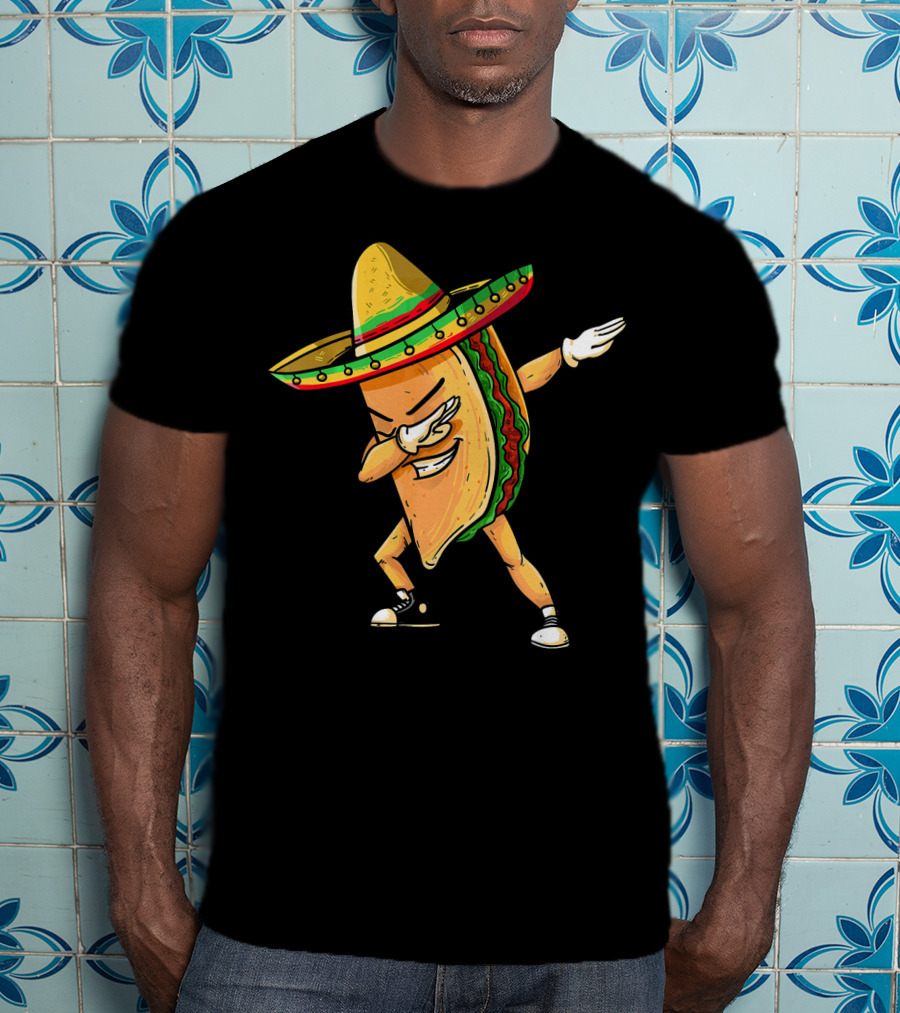 Funny Dabbing Taco Mexican Cinco De Mayo Sombrero Dance T-Shirt