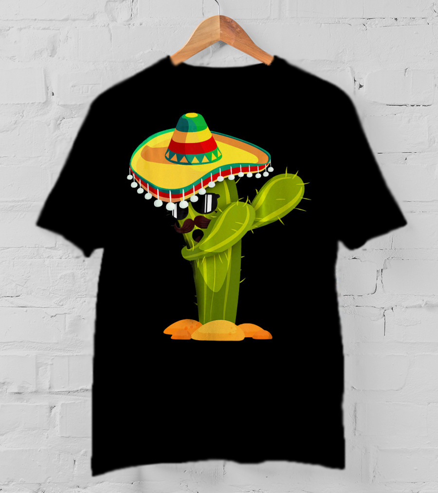 Cinco De Mayo Dabbing Cactus Sombrero Boy T-Shirt