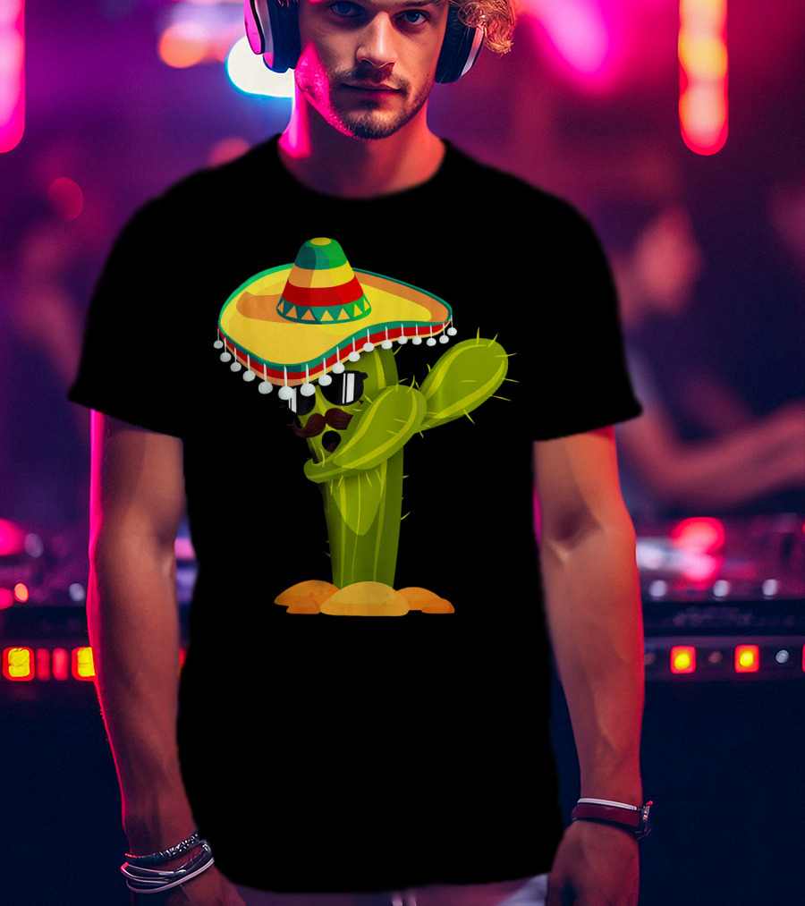Cinco De Mayo Dabbing Cactus Sombrero Boy T-Shirt