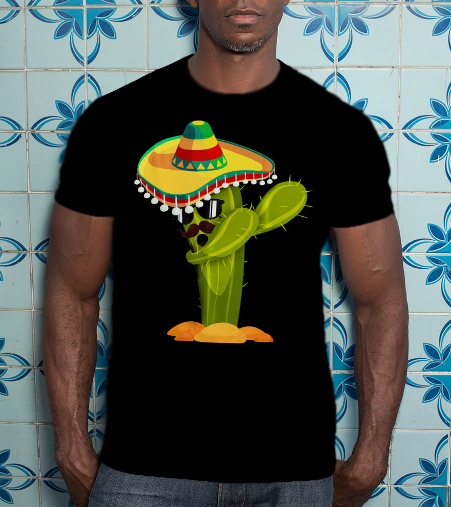Cinco De Mayo Dabbing Cactus Sombrero Boy T-Shirt