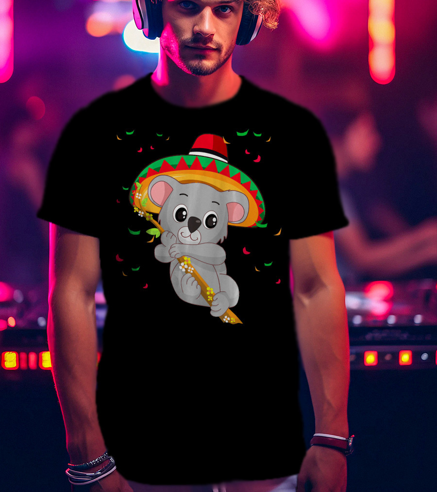 Cute Koala Bear With Sombrero Celebrating Cinco De Mayo 5th Of May T-Shirt