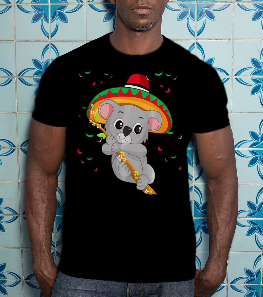 Cute Koala Bear With Sombrero Celebrating Cinco De Mayo 5th Of May T-Shirt