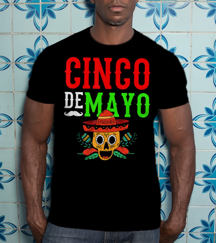 Cinco De Mayo Mariachi Skull Funny Mexic T-Shirt