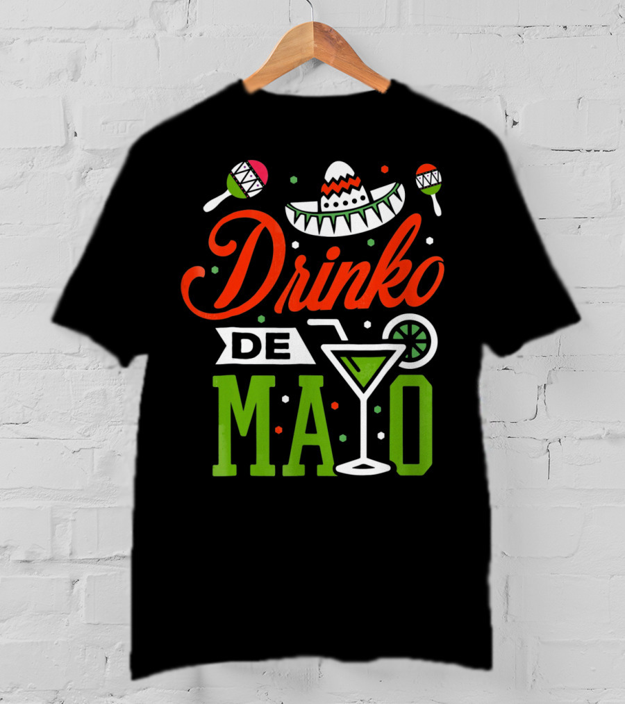 Drinko De Mayo Sombrero Maracas Margarita Icons T-Shirt