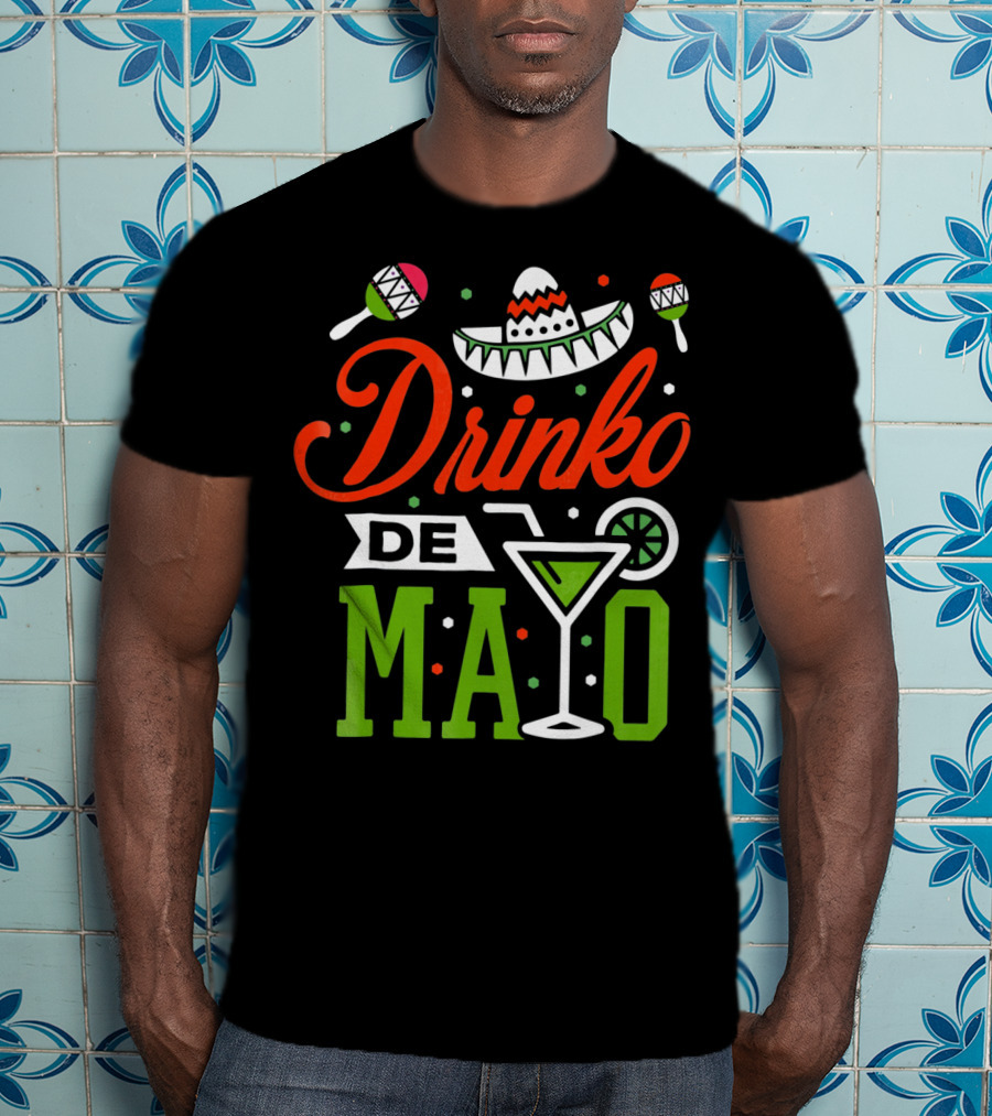 Drinko De Mayo Sombrero Maracas Margarita Icons T-Shirt