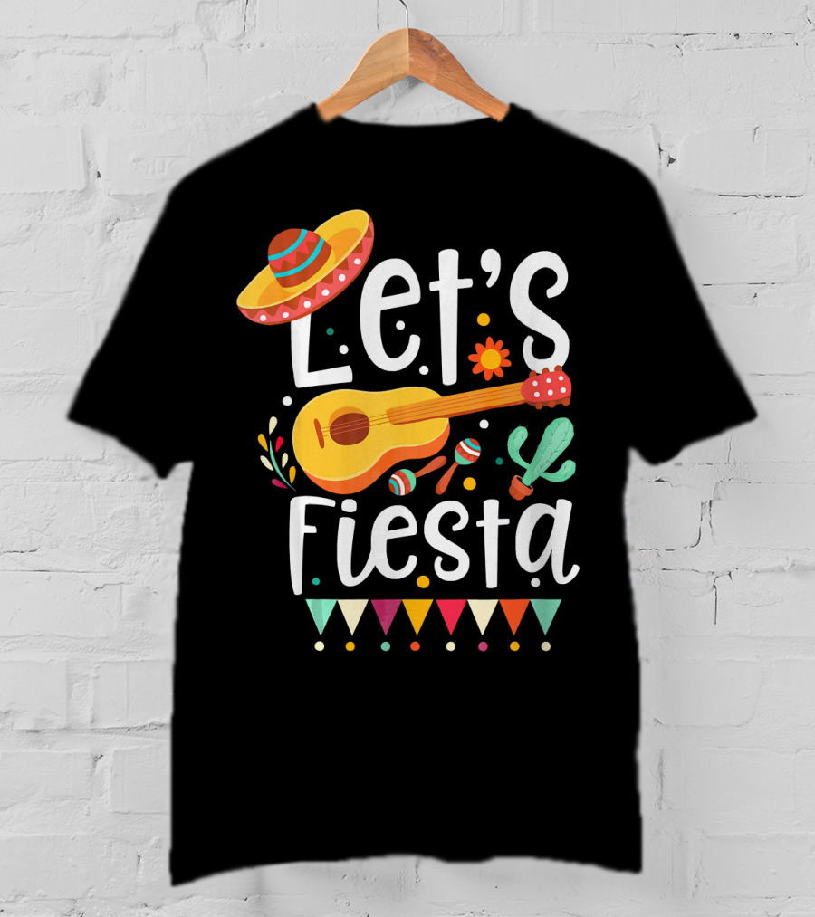 Let's Fiesta Cinco De Mayo Mexican Guitar T-Shirt