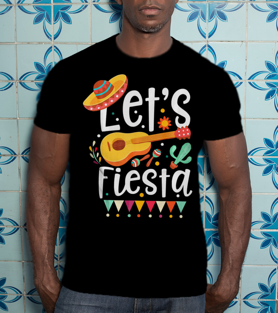 Let's Fiesta Cinco De Mayo Mexican Guitar T-Shirt