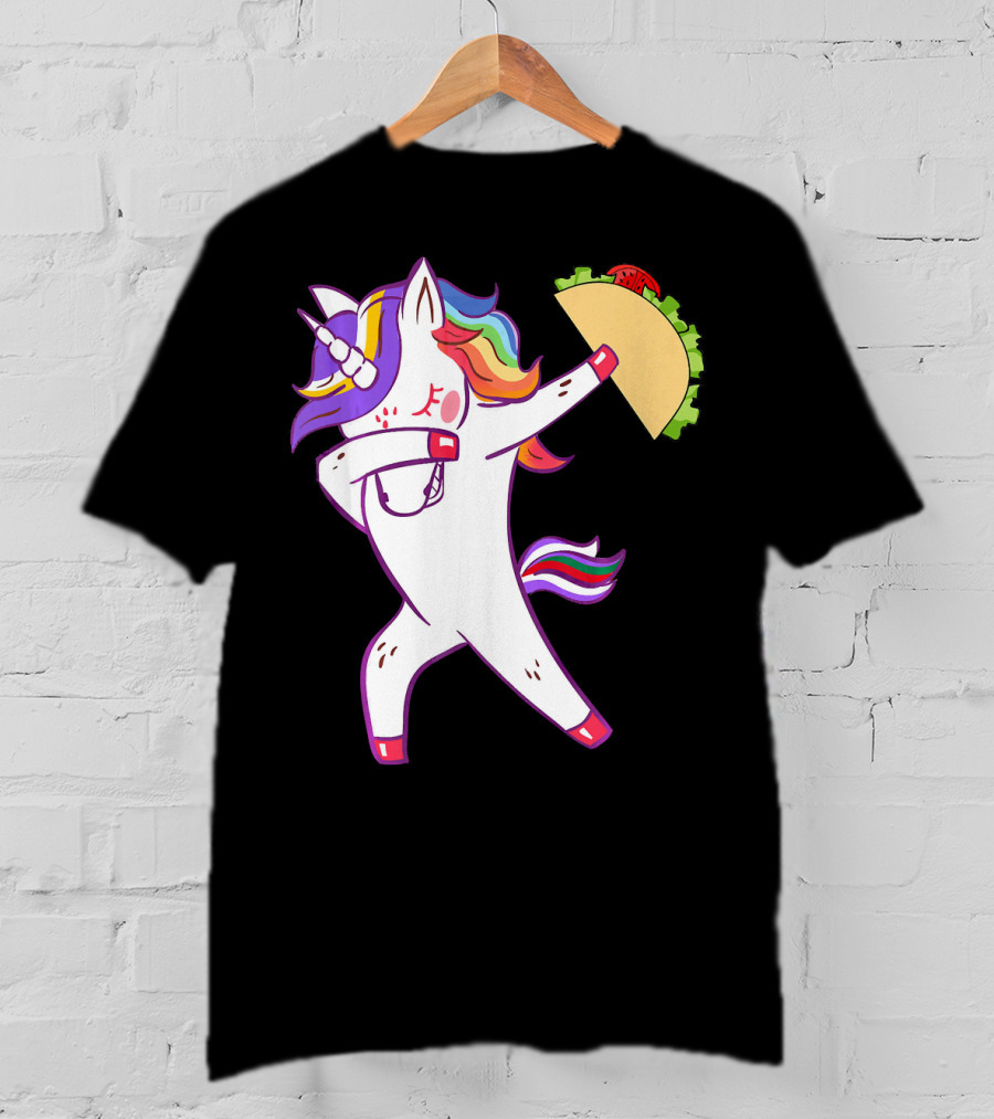 Unicorn Dabbing With Taco Cinco De Mayo T-Shirt