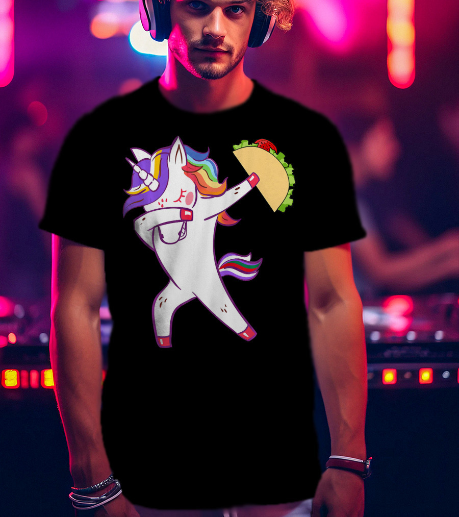 Unicorn Dabbing With Taco Cinco De Mayo T-Shirt