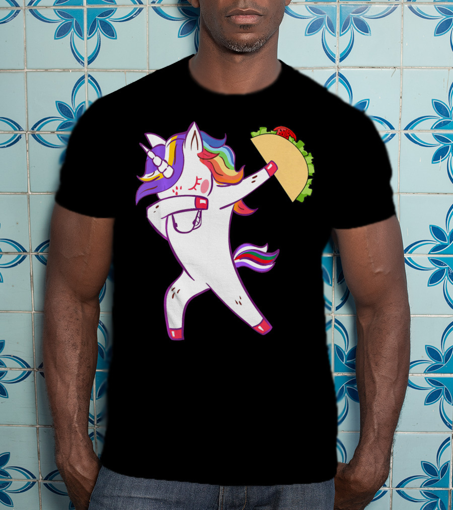Unicorn Dabbing With Taco Cinco De Mayo T-Shirt