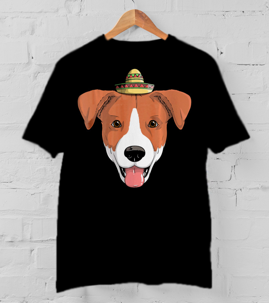 Jack Russell Dog Sombrero Fiesta Cinco De Mayo T-Shirt