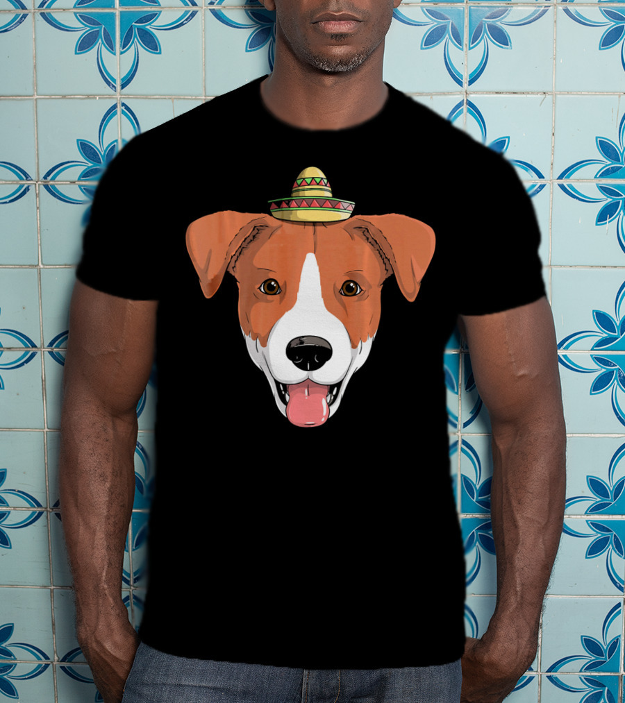 Jack Russell Dog Sombrero Fiesta Cinco De Mayo T-Shirt