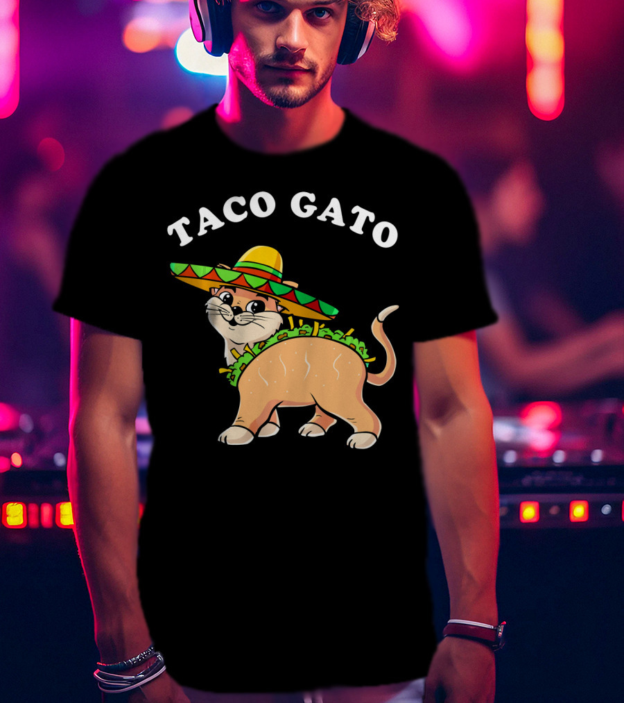 Taco Gato Sombrero Funny Cinco De Mayo Cat T-Shirt