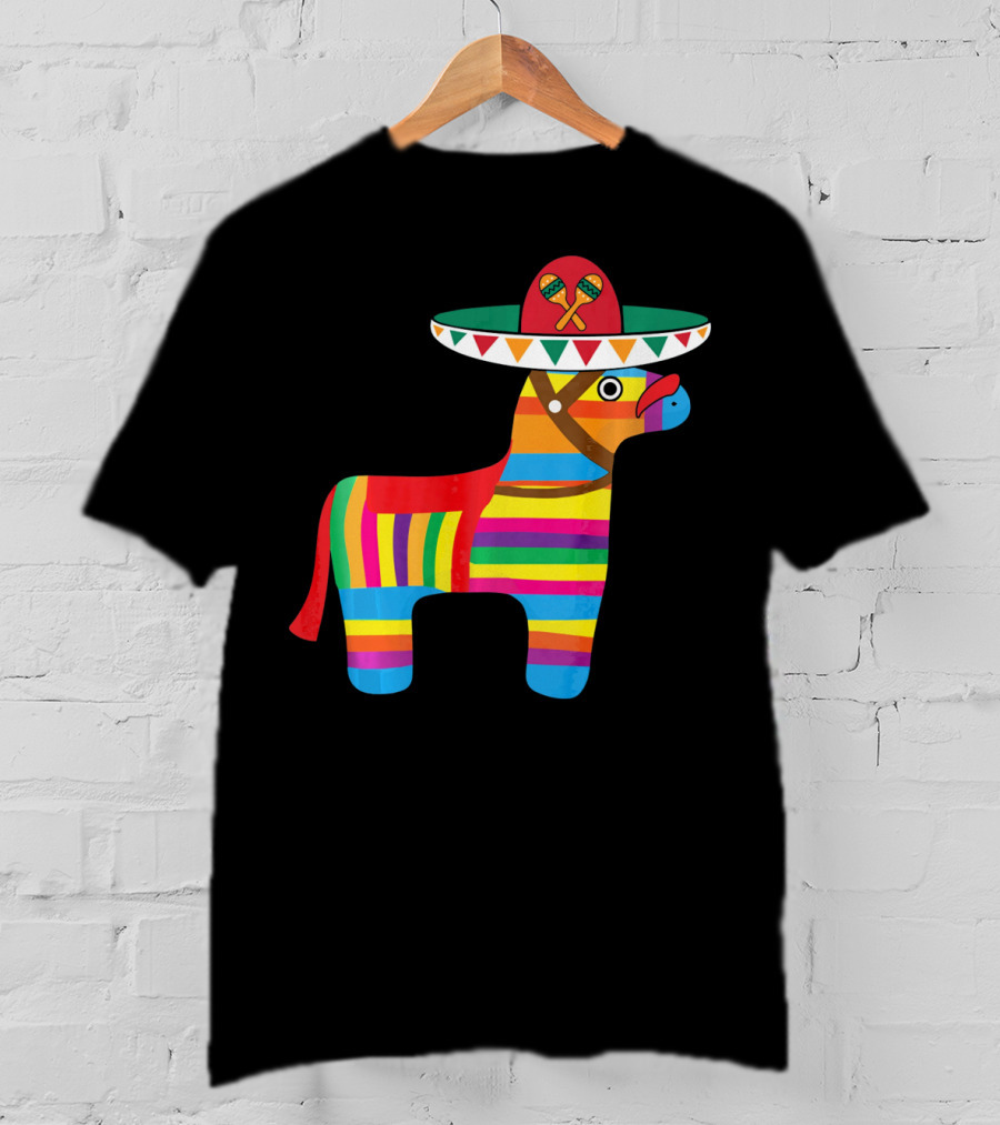Pinata With Sombrero Mustache Cinco De Mayo Fiesta T-Shirt