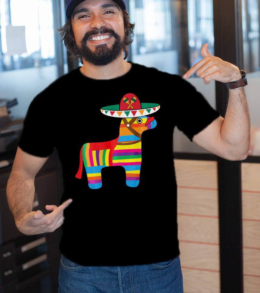 Pinata With Sombrero Mustache Cinco De Mayo Fiesta T-Shirt