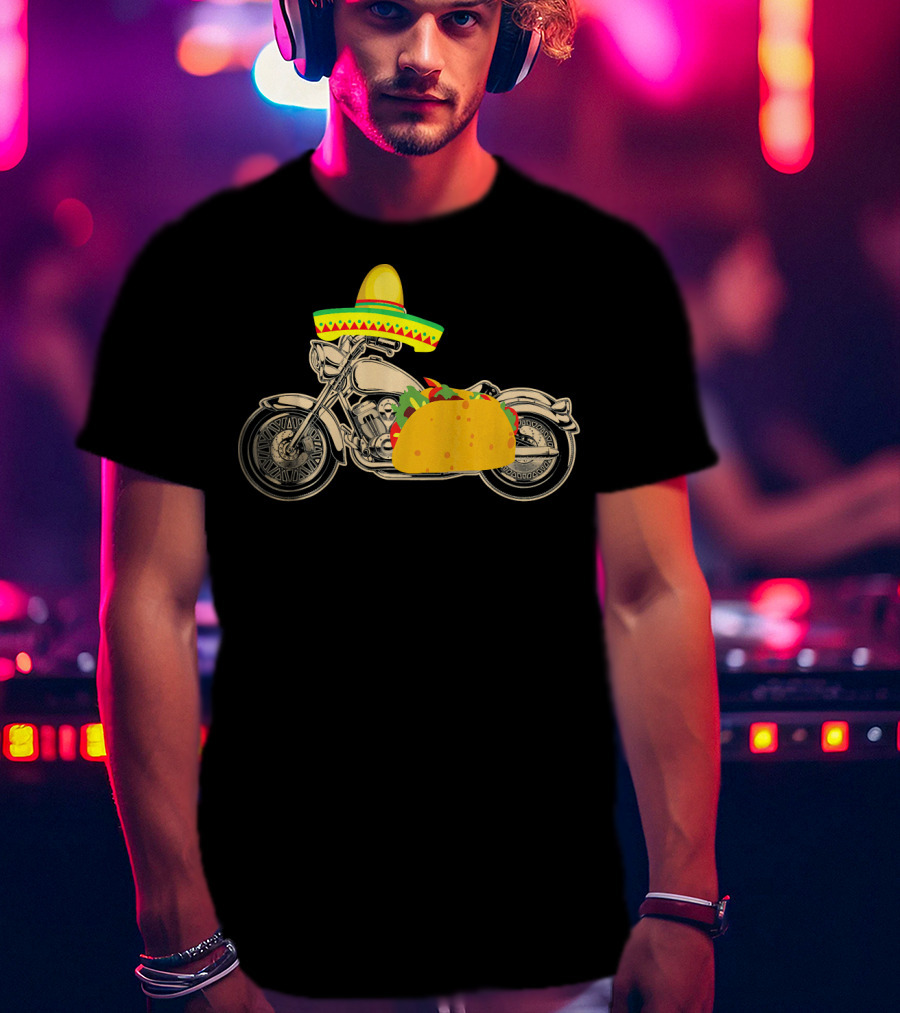 Cinco De Mayo Motorcycle Taco Sombrero Rider T-Shirt