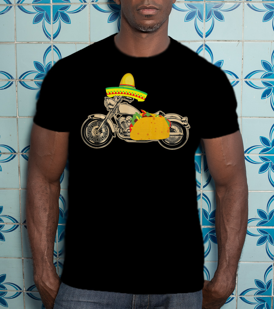 Cinco De Mayo Motorcycle Taco Sombrero Rider T-Shirt