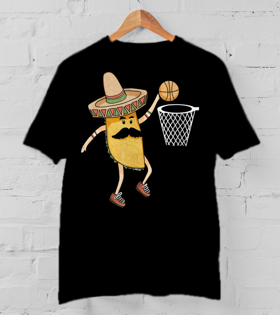 Sombrero Taco Slam Dunk Basketball Sports Fun T-Shirt