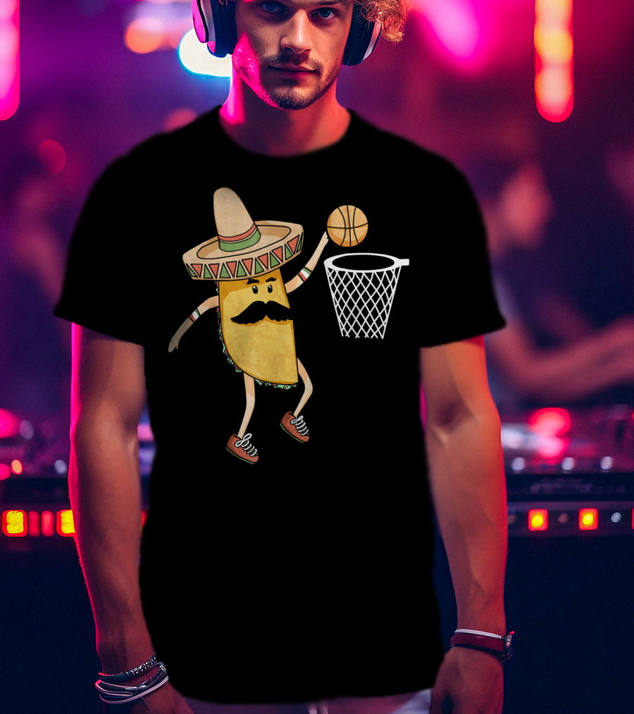 Sombrero Taco Slam Dunk Basketball Sports Fun T-Shirt