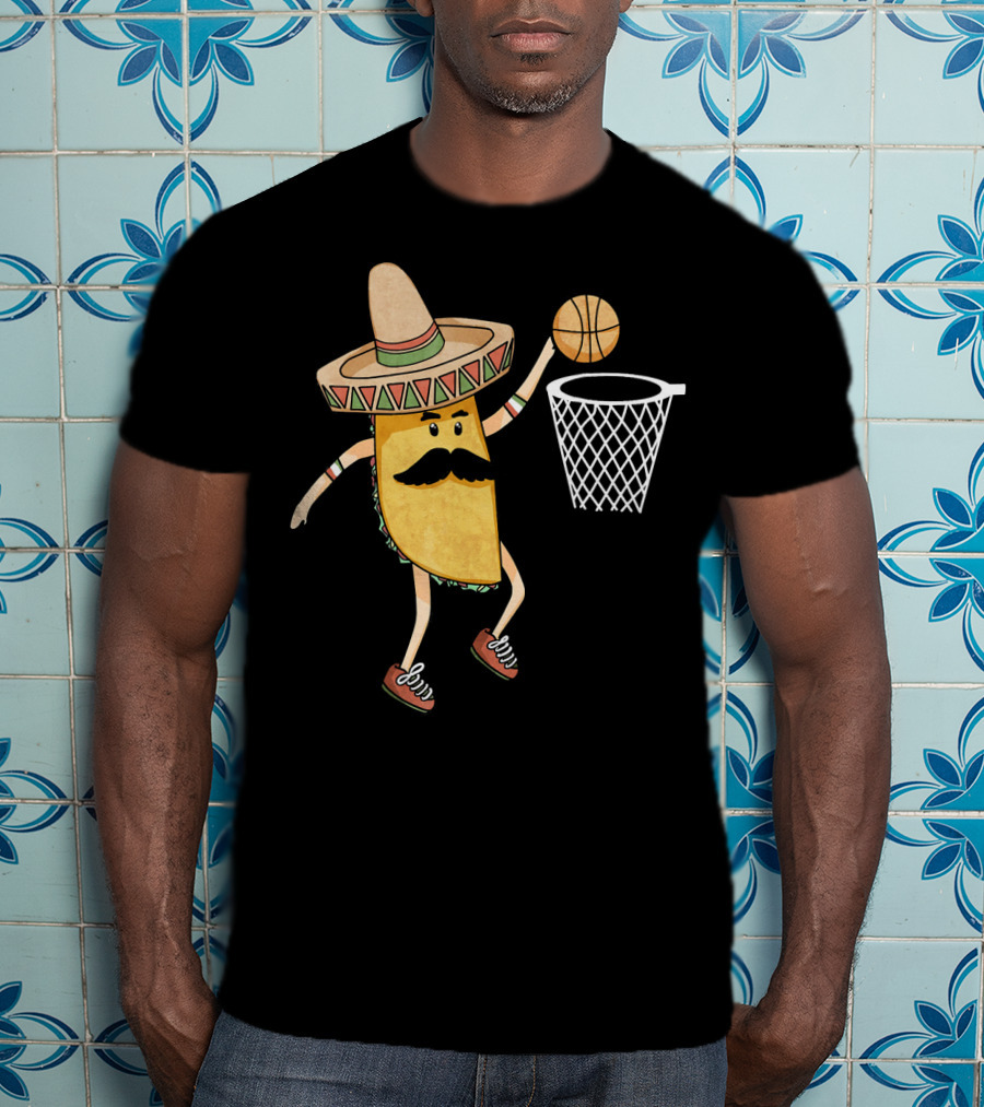 Sombrero Taco Slam Dunk Basketball Sports Fun T-Shirt