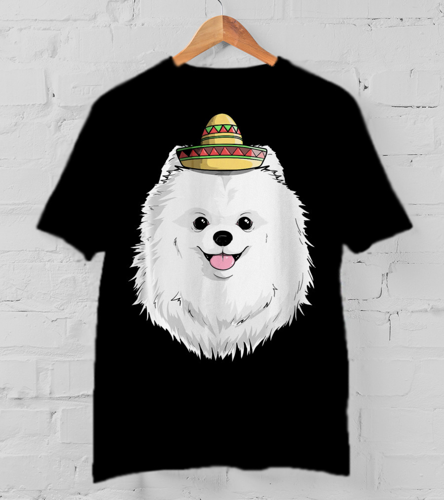 Fiesta Pomeranian Dog Sombrero Cinco De Mayo T-Shirt