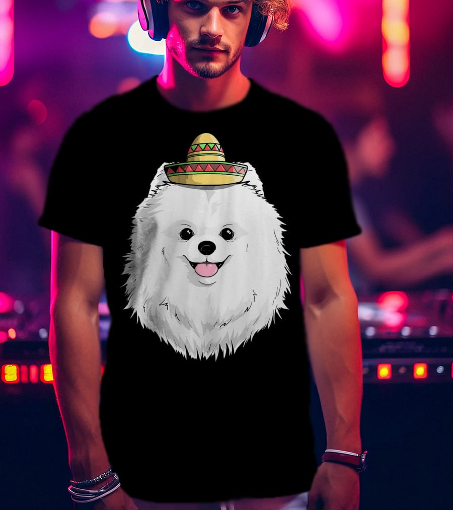 Fiesta Pomeranian Dog Sombrero Cinco De Mayo T-Shirt
