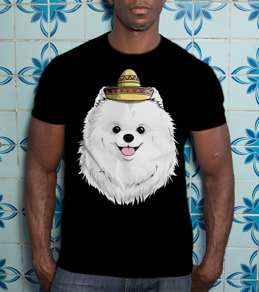 Fiesta Pomeranian Dog Sombrero Cinco De Mayo T-Shirt