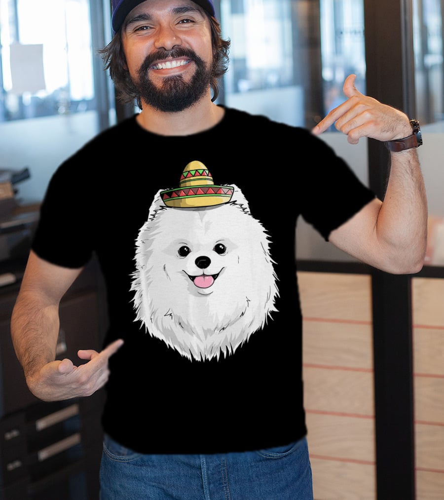 Fiesta Pomeranian Dog Sombrero Cinco De Mayo T-Shirt