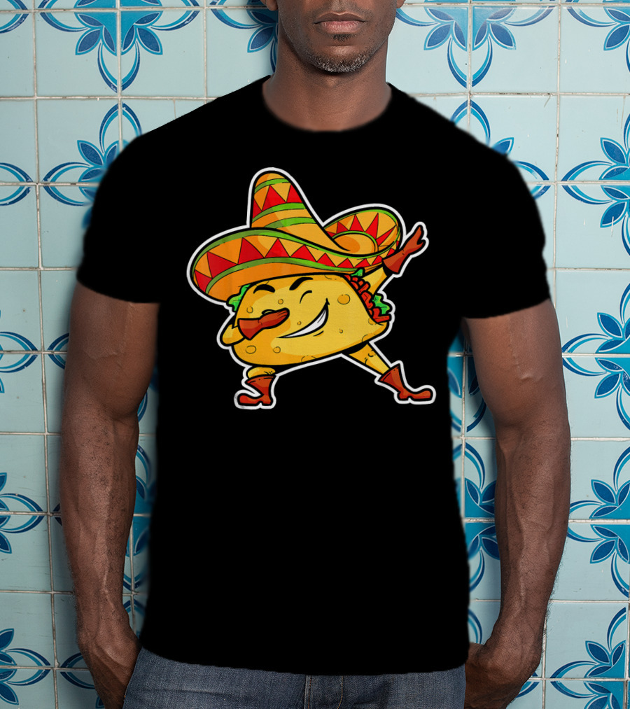 Dabbing Taco With Sombrero Cinco De Mayo T-Shirt