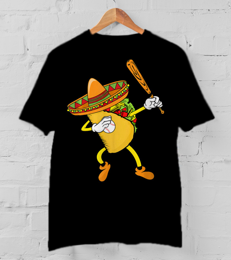 Cinco De Mayo Dabbing Taco Baseball Fiesta T-Shirt