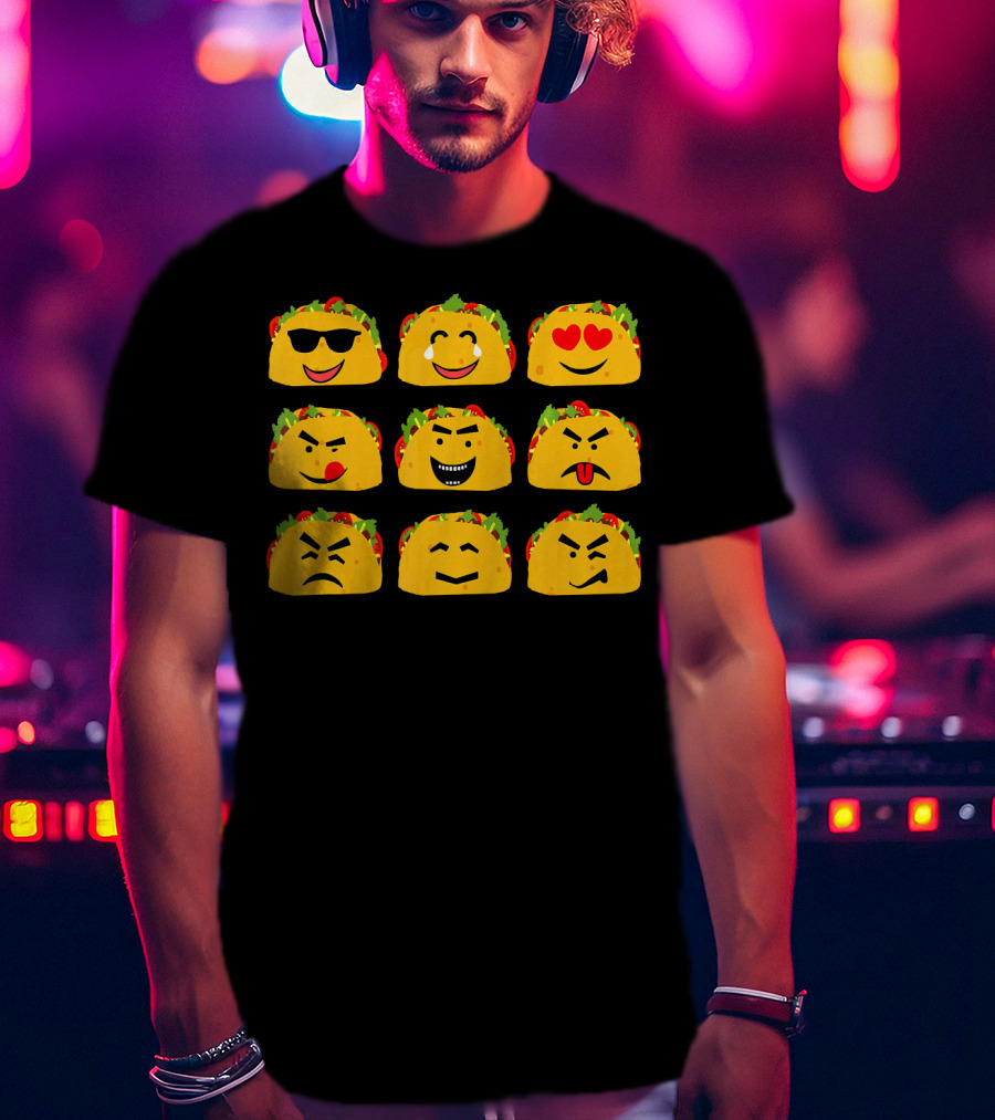 Taco Faces Emoji Cinco De Mayo Mexican T-Shirt