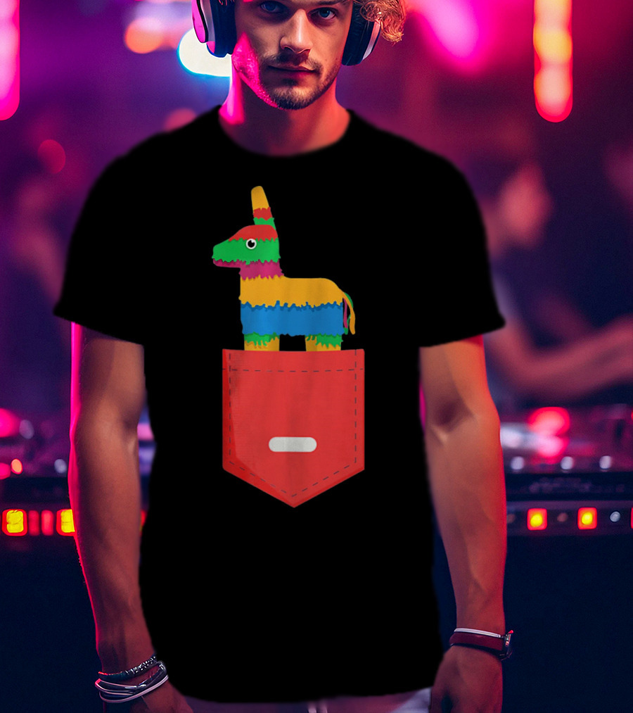 Cinco De Mayo Mexican Pinata In Pocket T-Shirt