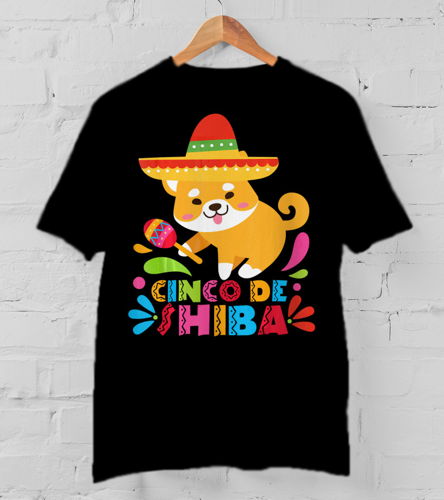Cinco De Shiba Dog Mexican Fiesta T-Shirt