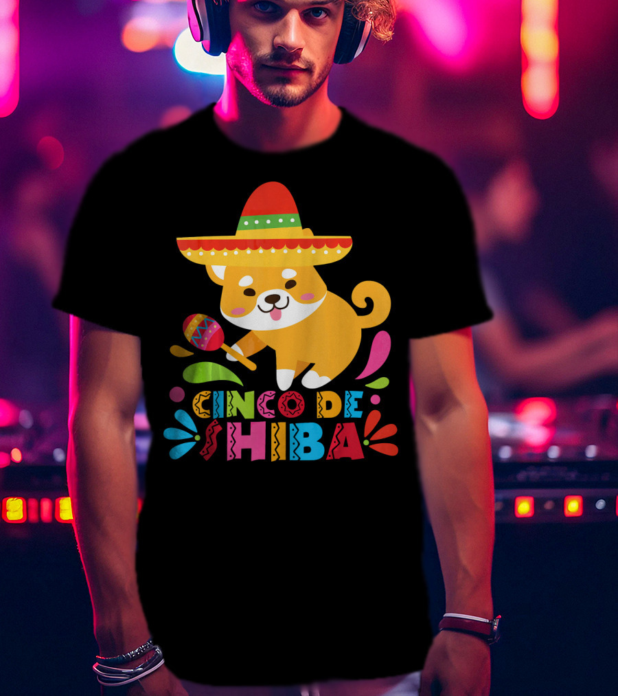 Cinco De Shiba Dog Mexican Fiesta T-Shirt