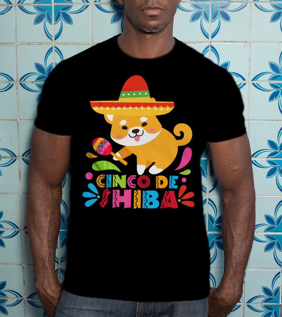 Cinco De Shiba Dog Mexican Fiesta T-Shirt