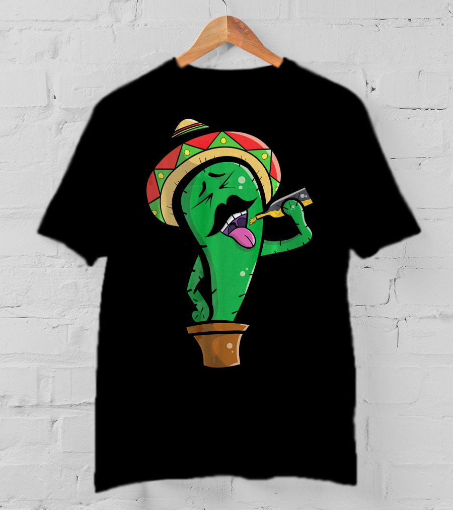 Funny Drinking Mexican Cactus Cinco De Mayo Sombrero Party T-Shirt