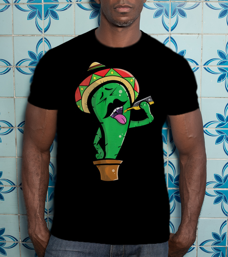 Funny Drinking Mexican Cactus Cinco De Mayo Sombrero Party T-Shirt
