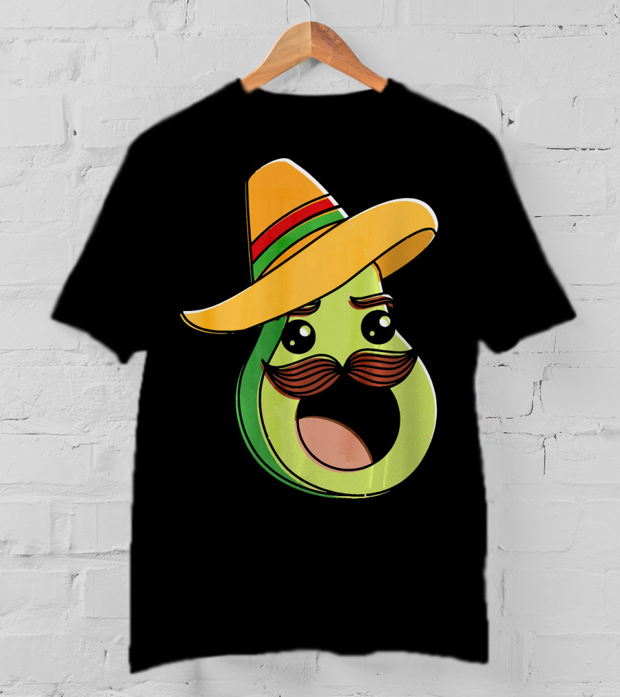 Cinco De Mayo Funny Avocado With Sombrero And Mustache T-Shirt