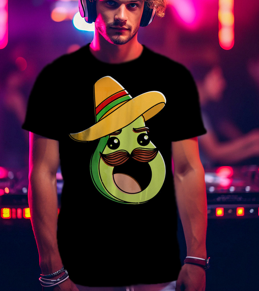 Cinco De Mayo Funny Avocado With Sombrero And Mustache T-Shirt