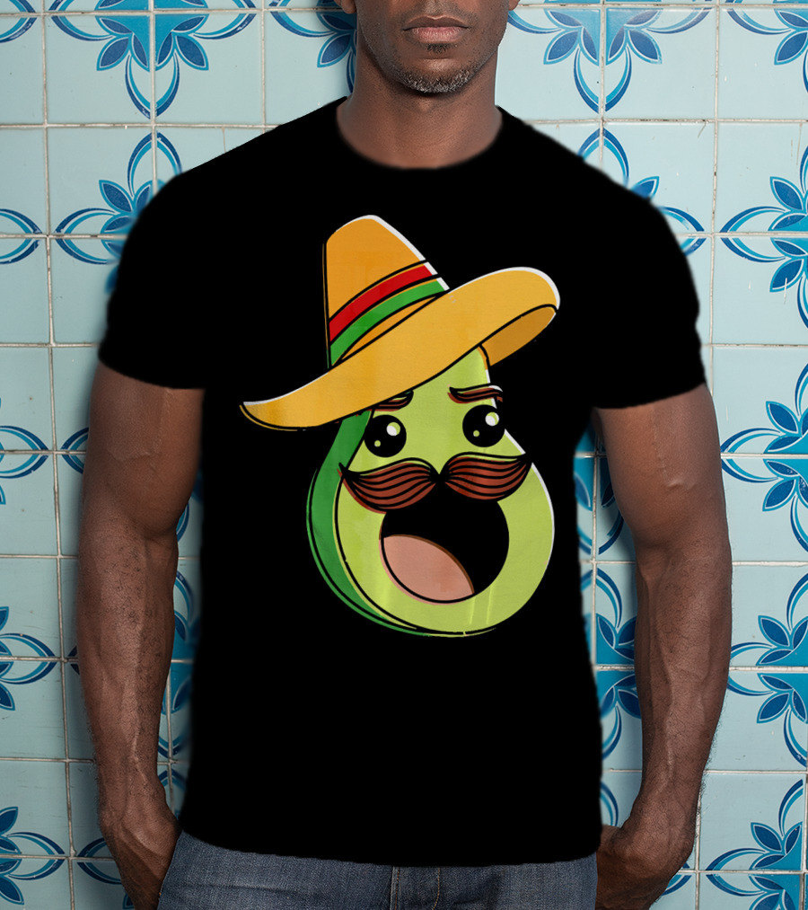Cinco De Mayo Funny Avocado With Sombrero And Mustache T-Shirt