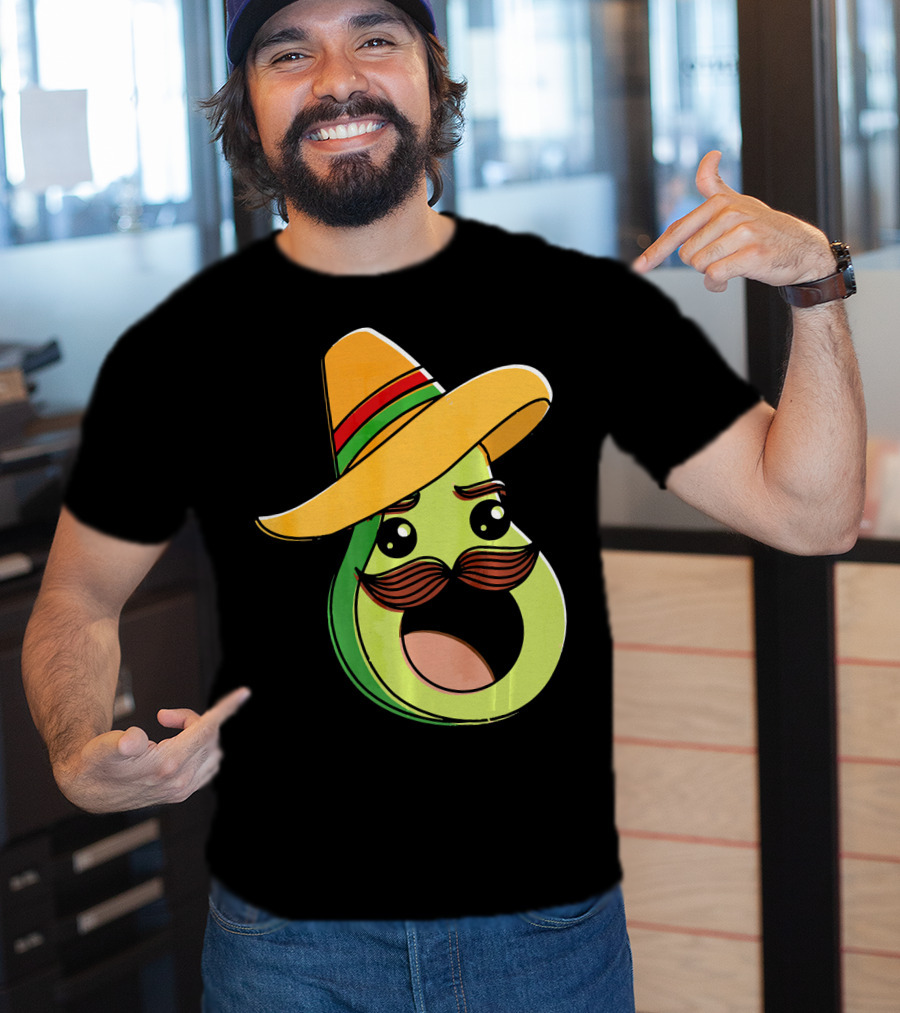 Cinco De Mayo Funny Avocado With Sombrero And Mustache T-Shirt