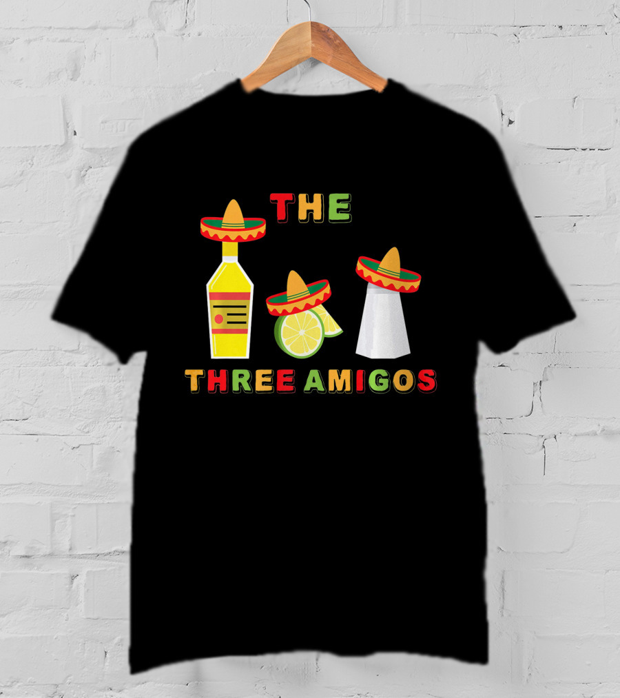 Cinco De Mayo Three Amigos Tequila Lime Sombreros T-Shirt