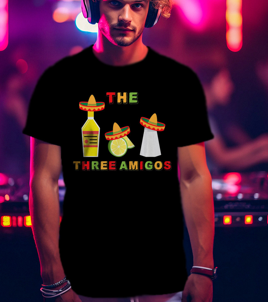 Cinco De Mayo Three Amigos Tequila Lime Sombreros T-Shirt