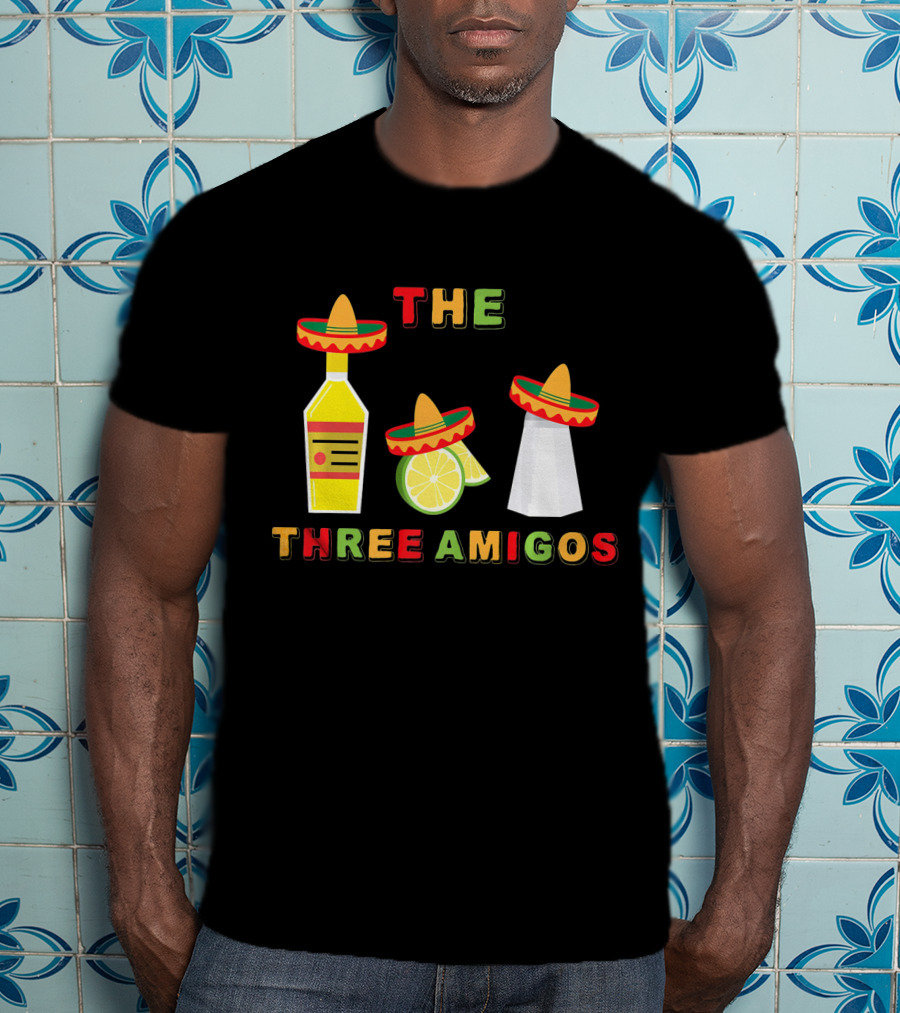 Cinco De Mayo Three Amigos Tequila Lime Sombreros T-Shirt