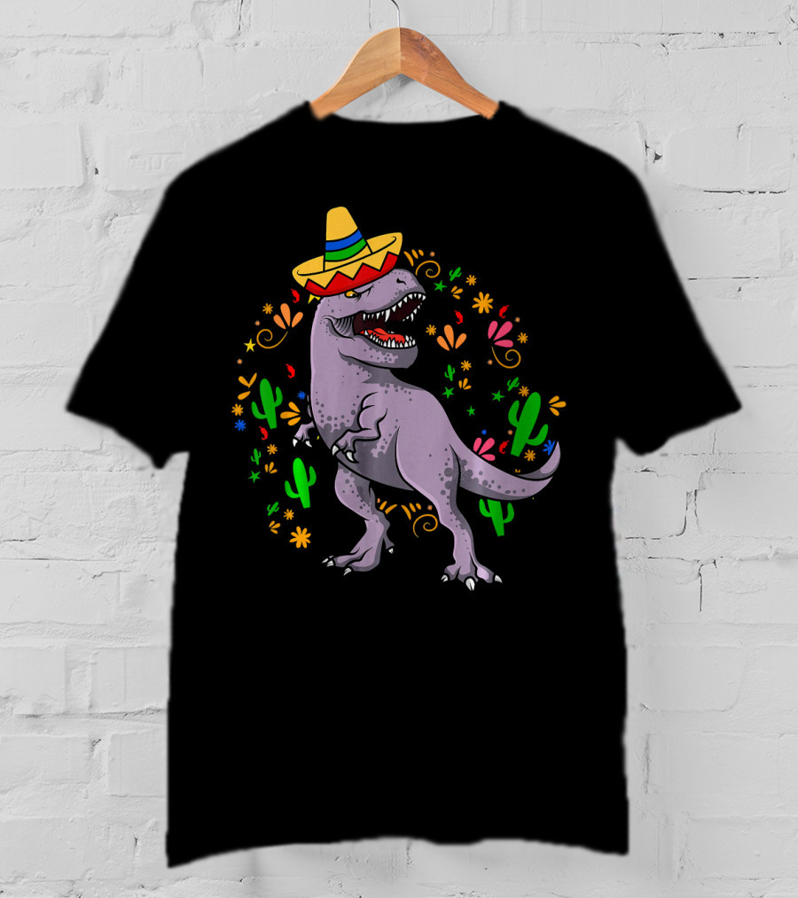 T Rex Dinosaur Cinco De Mayo 5th Of May Sombrero Cactus Fiesta T-Shirt