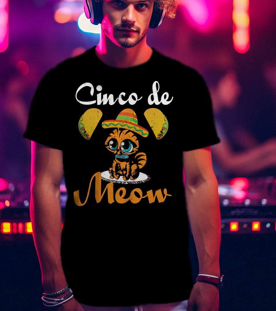 Cinco De Meow Cat Sombrero Taco T-Shirt