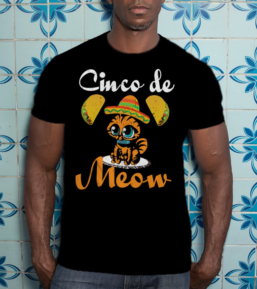 Cinco De Meow Cat Sombrero Taco T-Shirt